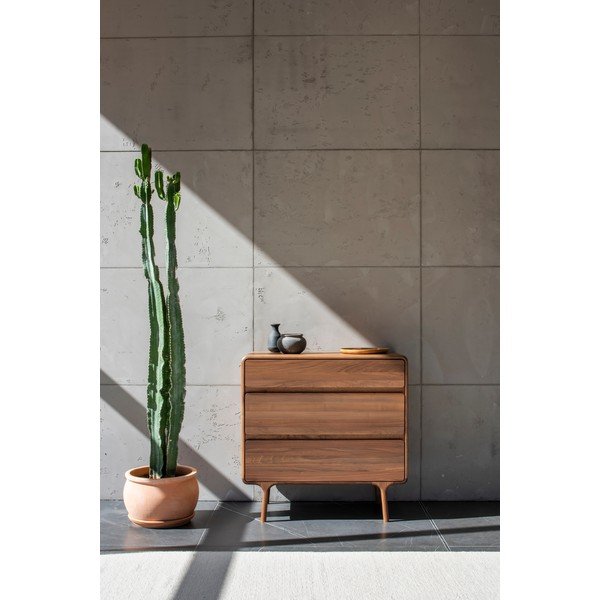 Barna diófa komód 90x90x45 cm Fawn – Gazzda-image-1