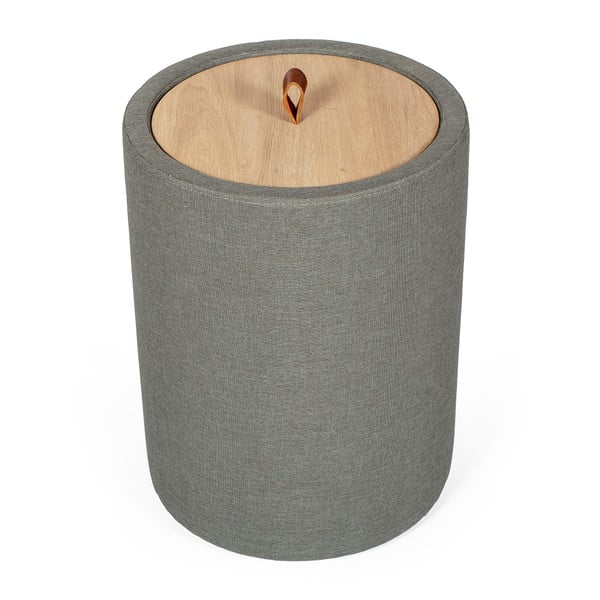 Ibisco szürkészöld tárolóasztal, levehető tölgyfa asztallappal, ⌀ 36 cm - Askala-image-4