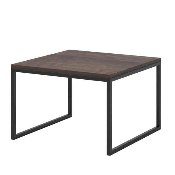 Eco dohányzóasztal sötét tölgyfa asztallappal és fekete lábakkal, 60 x 60 cm - MESONICA