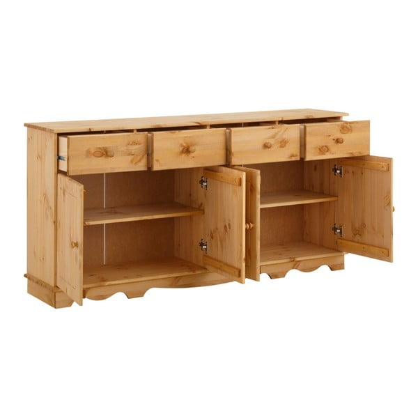 Cheryl négyajtós, tömör borovi fenyőfa tálalószekrény - Støraa-image-2