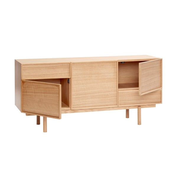 Natúr színű alacsony komód tölgyfa dekorral 140x65 cm Cube – Hübsch-image-3