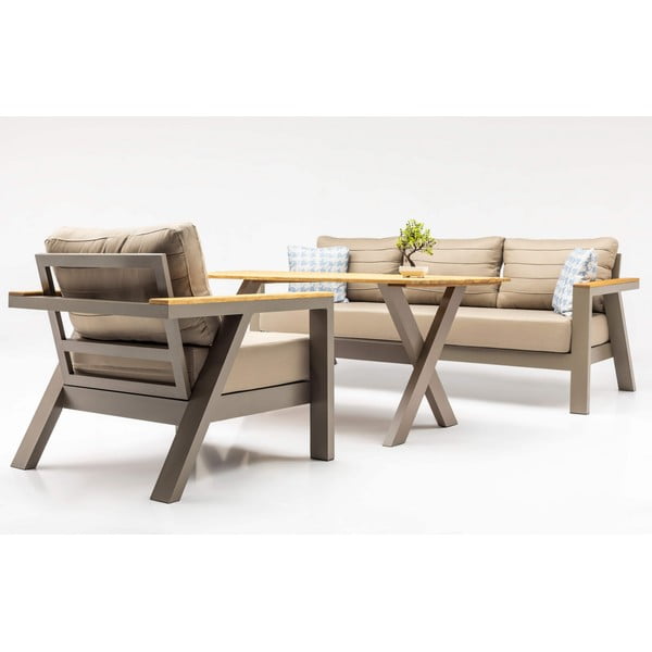 Bézs hétszemélyes kerti lounge szett Daisy – Floriane Garden-image-2