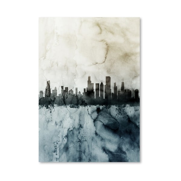 Chicago City Skyline poszter, 42 x 30 cm - Americanflat