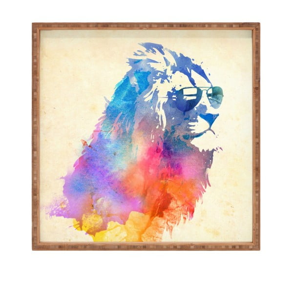 Lion dekoratív fatálca, 40 x 40 cm