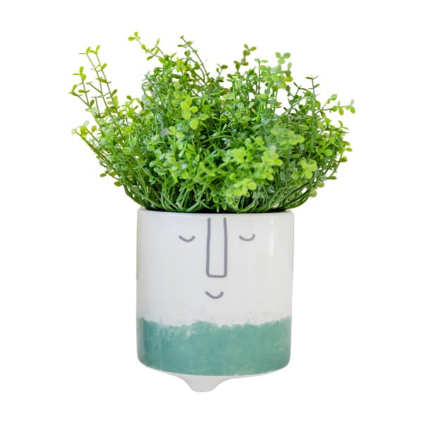 Happy Face fehér-zöld kerámia virágcserép - Kitchen Craft-image-3