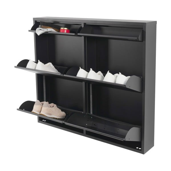 Fekete fém billenő ajtós cipőtartó 98x86x15 cm Billy – Spinder Design-image-2