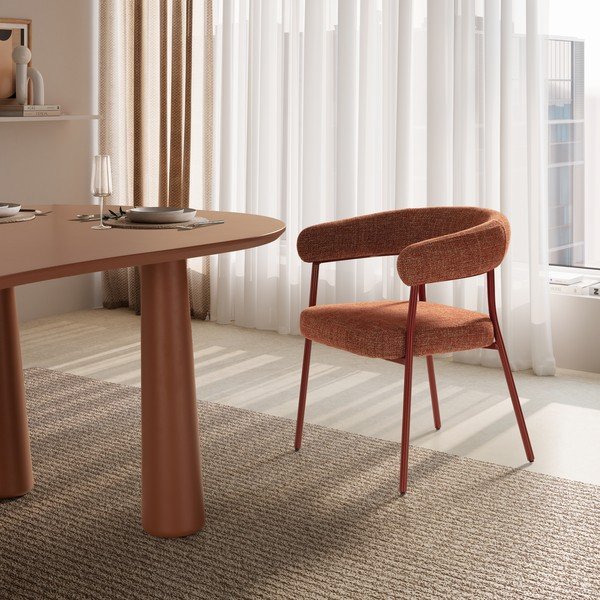 Terrakotta színű kárpitozott karfás étkezőfotel szett 2 db-os Yuri – MOME-image-2