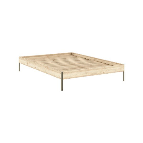 Natúr színű borovi fenyő franciaágy ágytámla nélkül, ágyráccsal 180x200 cm Core – Karup Design