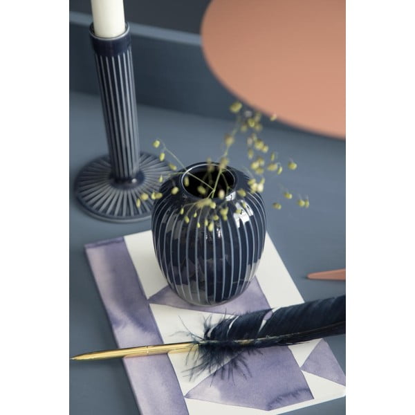 Hammershoi sötétkék agyagkerámia váza, magasság 10 cm - Kähler Design-image-1