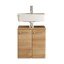 Natúr színű fali szekrény mosdókagyló nélkül tölgyfa dekorral 53x60 cm Quickset 318 – Pelipal