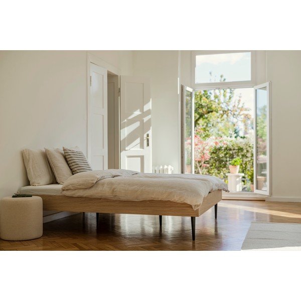 Fekete forgácslemez franciaágy ágytámla nélkül ágyráccsal 160x200 cm Streiko – noo.ma-image-2