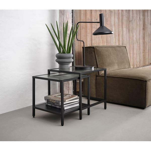 Üveg tárolóasztal szett 2 db-os 50x50 cm Bronco – Unique Furniture-image-1