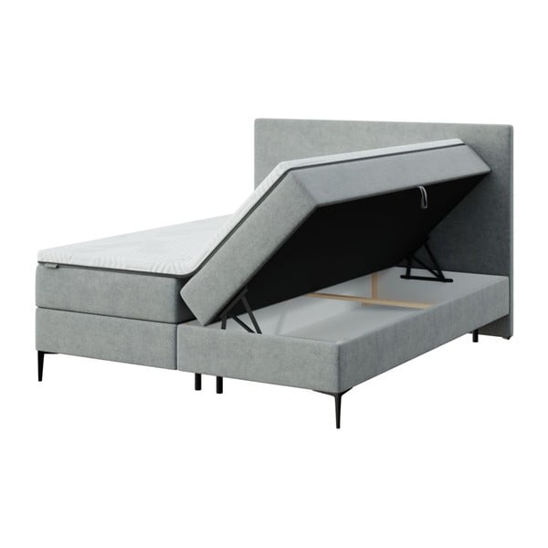 Szürke ágyneműtartós boxspring ágy 160x200 cm Bufo – MESONICA-image-2