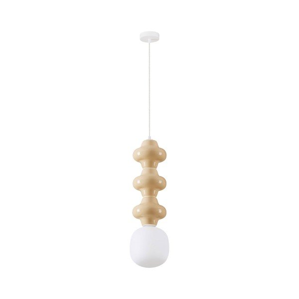 Fehér-krémszínű kerámia függőlámpa üveg búrával ø 18 cm Clio – Nova Luce