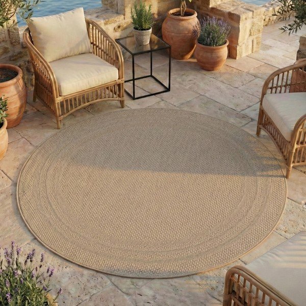 Bézs kerek kültéri-beltéri szőnyeg ø 80 cm Desert 1304 – Ayyildiz Carpets-image-1