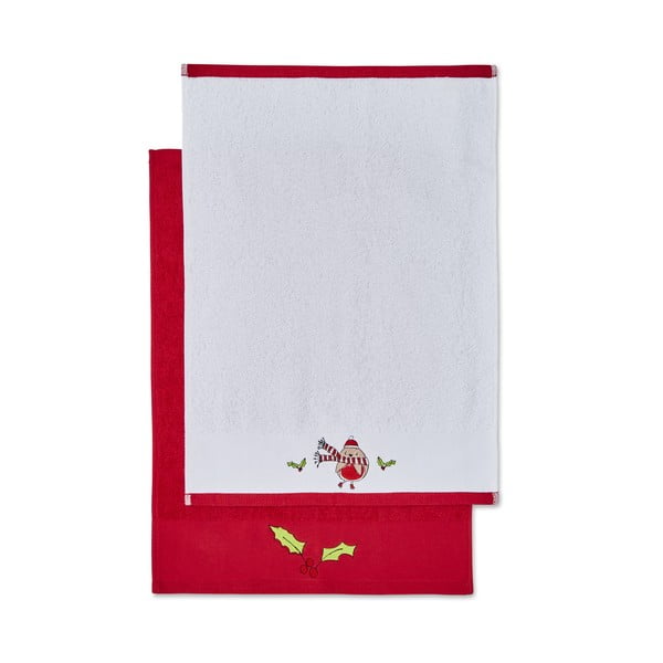 Piros-fehér pamut törölköző szett 2 db-os 40x60 cm Christmas Tree – Catherine Lansfield