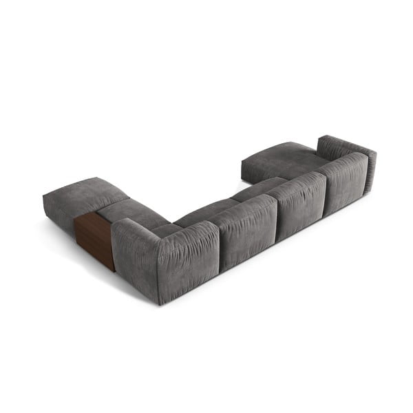 Szürke bársony moduláris sarokkanapé (jobb oldali-U alakú) Martina – Micadoni -image-2