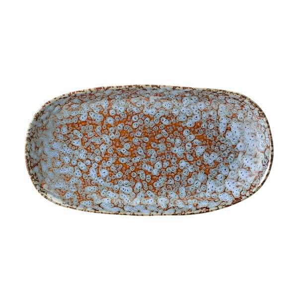 Paula kék-barna agyagkerámia szervírozó tányér, 23,5 x 12,5 cm - Bloomingville
