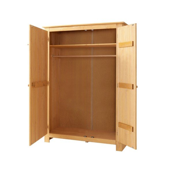 Natúr színű borovi fenyő ruhásszekrény tükörrel 120x170 cm Bertram – Støraa-image-2