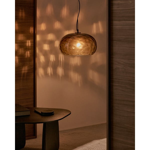 Borostyán színű üveg függőlámpa üveg búrával ø 40 cm Balma – Kave Home-image-1