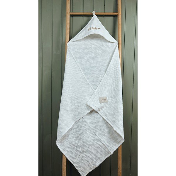 Fehér muszlin kapucnis gyerek törölköző 85x85 cm Muslin – Malomi Kids-image-4