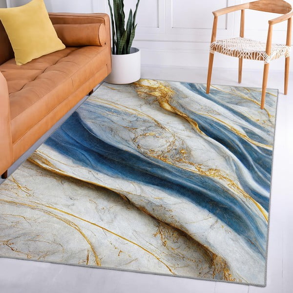 Kék mosható szőnyeg 80x150 cm Golden Spill – Mila Home-image-3