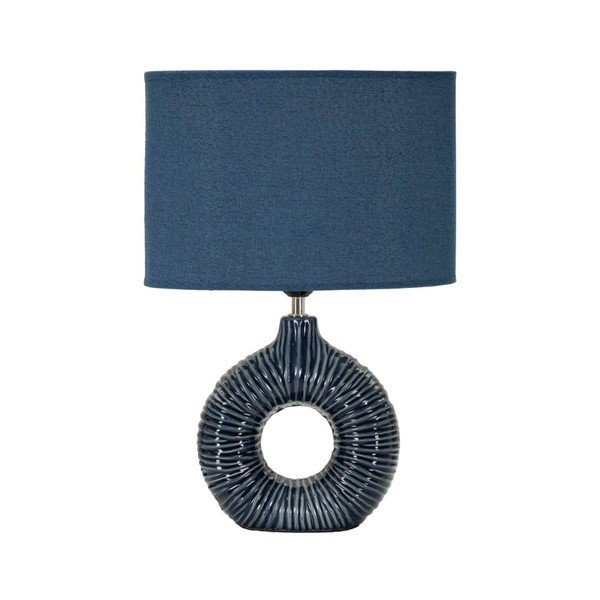 Kék kerámia asztali lámpa textil búrával (magasság 43 cm) Seta – Mauro Ferretti
