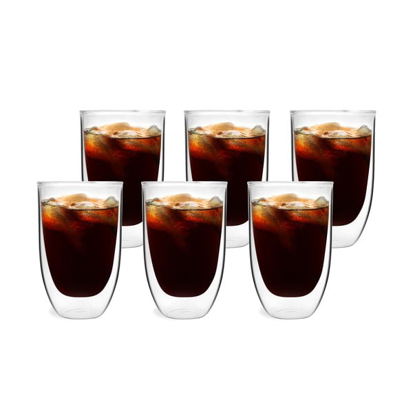 Üveg duplafalú bögre szett lattéhoz 6 db-os 350 ml – Vialli Design-image-4