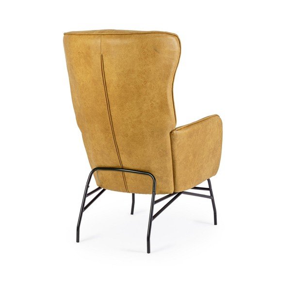 Mustársárga bőrutánzat fotel Nasira – Bizzotto-image-4