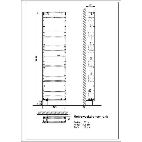 Antracitszürke előszoba szekrény 50x195x18 cm Rotary – Germania-image-4