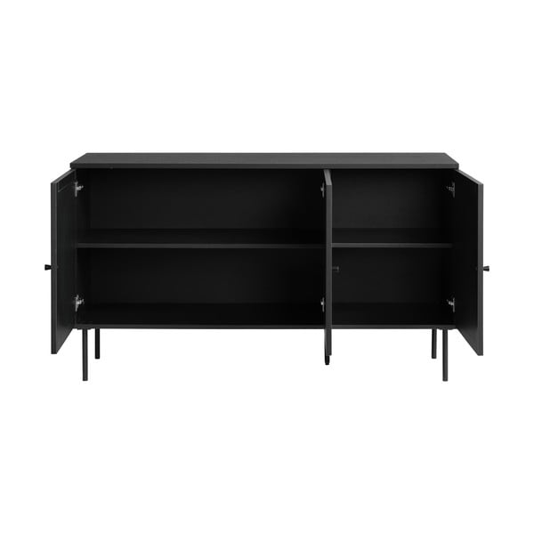 Fekete alacsony komód tölgyfa dekorral 140x80 cm Pensacola – Unique Furniture-image-2