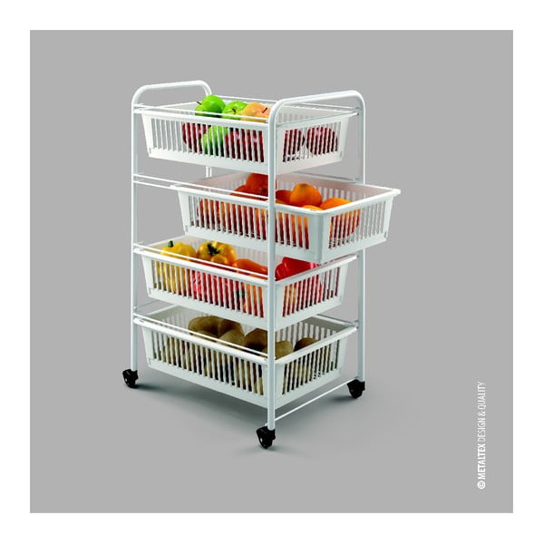 India gurulós tároló állvány 4 kosárral, hosszúság 35 cm - Metaltex-image-1