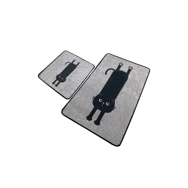 Fekete-szürke fürdőszobai kilépő szett 2 db-os 60x100 cm Comfort – Foutastic-image-4