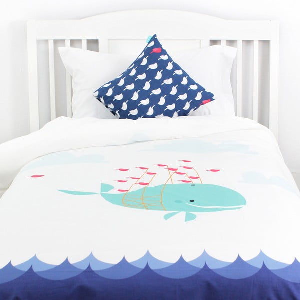 Whale Ride gyerek pamut ágyneműhuzat, 140 x 200 cm - Baleno-image-1