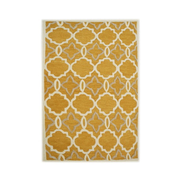 Retro kézzel készített sárga szőnyeg, 183 x 122 cm - Bakero