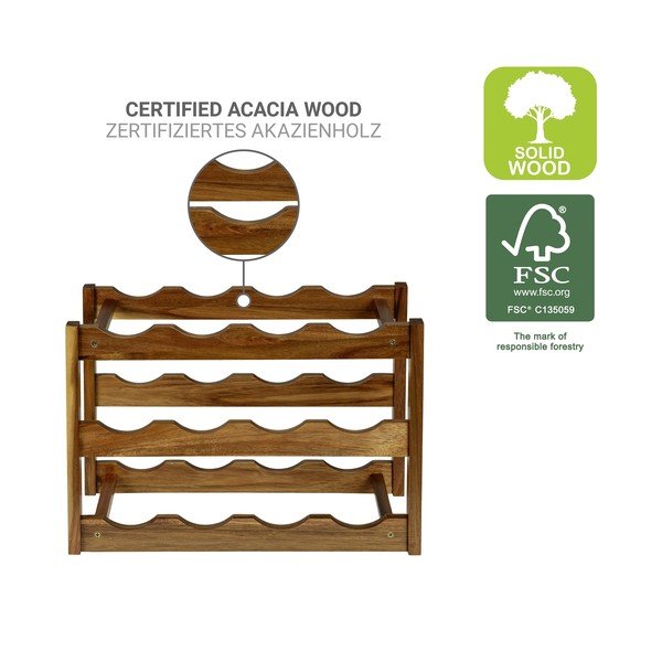 Natúr színű akácfa bortartó polcos állvány, palackok száma 12 42x28x21 cm Fondi – Wenko-image-4