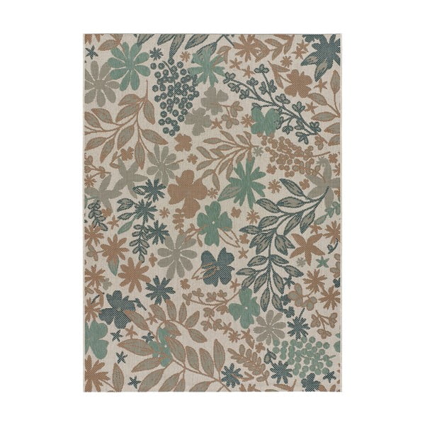 Floral bézs-zöld kültéri szőnyeg, 130 x 190 cm - Universal