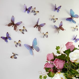 Butterflies 18 db-os kék 3D hatású falmatrica szett - Ambiance