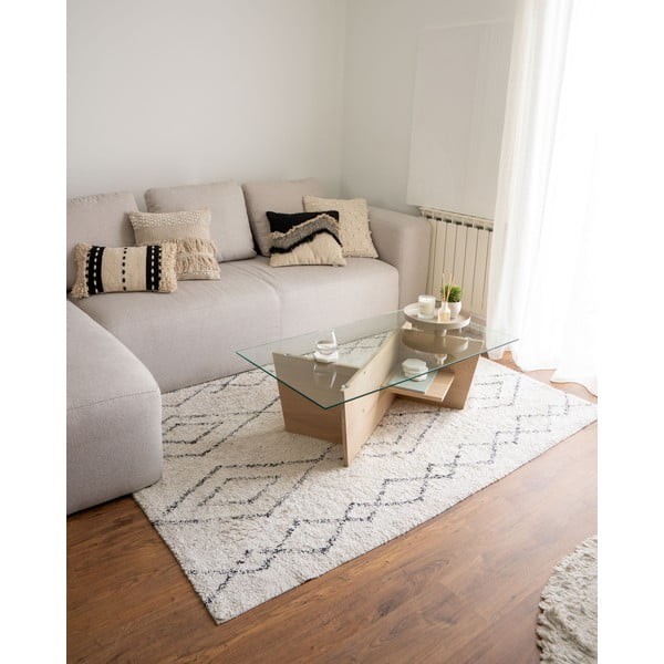 Natúr színű dohányzóasztal üveg asztallappal 60x110 cm Balwind – Kave Home-image-4