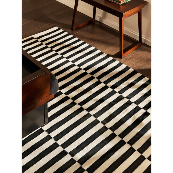 Fekete-fehér kétoldalas kézi szövésű gyapjú szőnyeg 200x300 cm Donna – Hanse Home-image-3