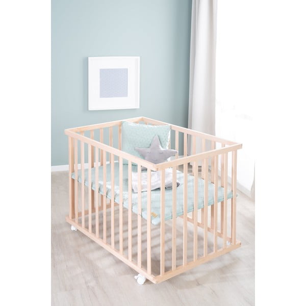 Natúr színű gurulós járóka állítható magassággal 75x100 cm Style – Roba-image-1