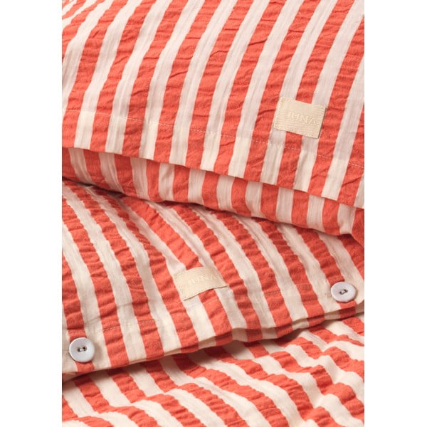 Téglavörös-bézs egyszemélyes krepp ágyneműhuzat 140x200 cm Bæk&Bølge – JUNA-image-3