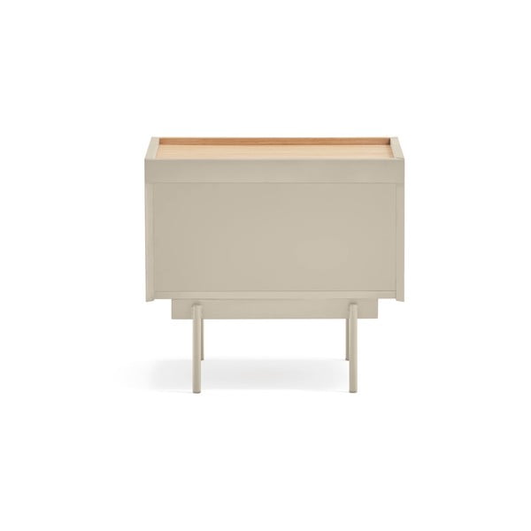 Bézs-natúr színű éjjeliszekrény tölgyfa dekorral Otto – Teulat-image-3
