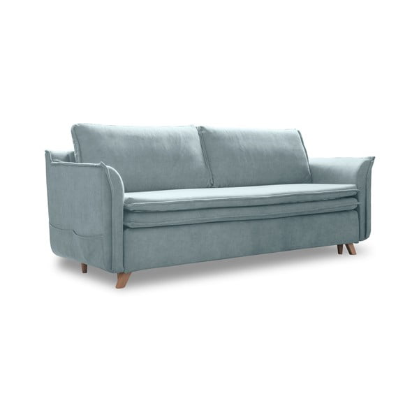 Világoskék bársony kinyitható kanapé 225 cm Charming Charlie – Miuform
