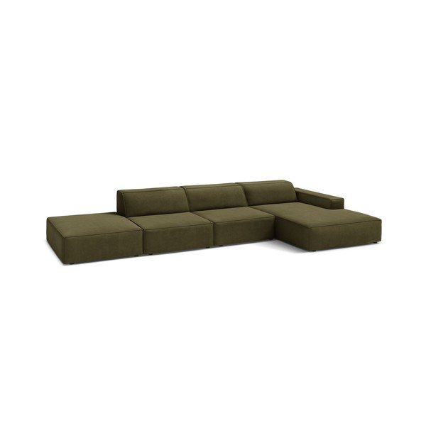 Khaki bársony moduláris sarokkanapé (jobb oldali-heverő résszel) Jodie – Micadoni -image-2
