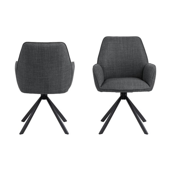 Sötétszürke kárpitozott karfás étkezőfotel szett 2 db-os Glenda – Actona-image-3