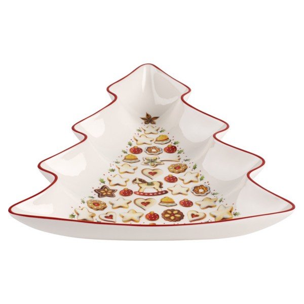 Tree piros-fehér porcelán karácsonyfa alakú szervírozó tál - Villeroy & Boch-image-1
