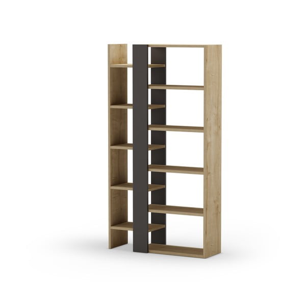 Fekete-natúr színű könyvespolc tölgyfa dekorral 80x152 cm Axel – Marckeric-image-3