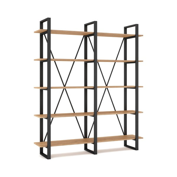 Fekete-natúr színű polcos állvány tölgyfa dekorral 150x180 cm Aviva – Marckeric-image-2