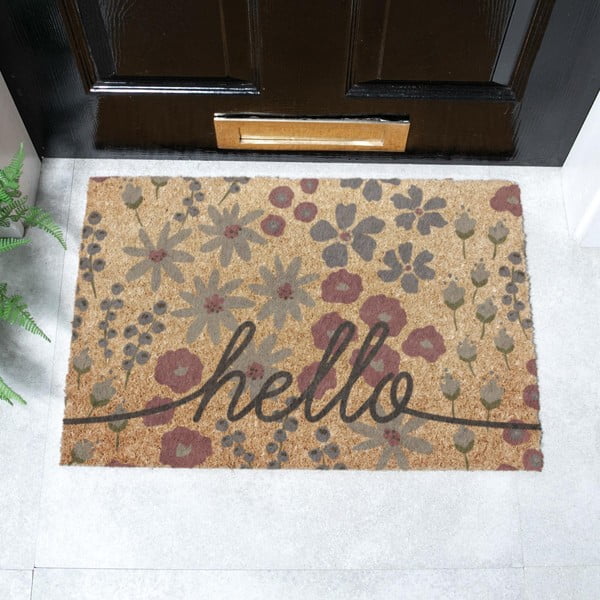 Kókuszrost lábtörlő 40x60 cm Hello Scribbly Floral – Artsy Doormats-image-2